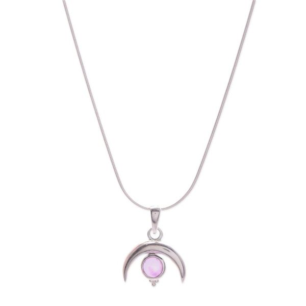 Alternate image for Moon-Shaped Natural Amethyst Pendant Necklace Moon on The Garden