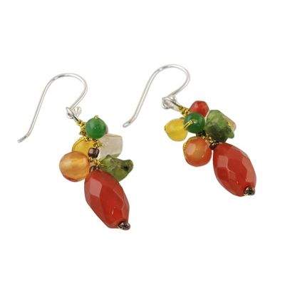 Alternate image for Carnelian Multi-Gemstone Dangle Earrings from Thailand Wistful Memory