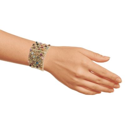 Alternate image for Hand Crocheted Wristband Bracelet with Multi Color Agates Life in Pai