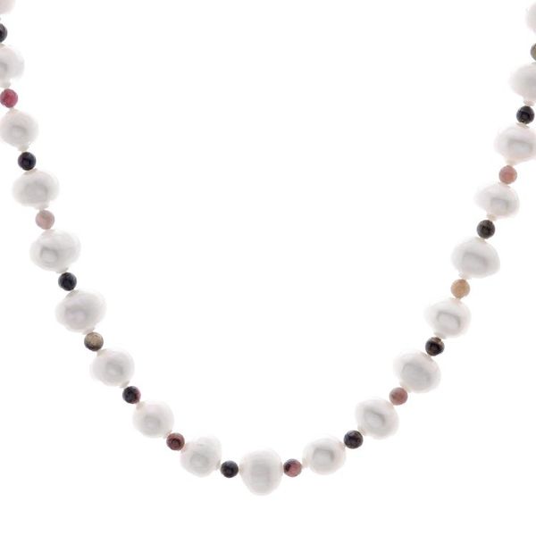 Alternate image for Cultured Pearl and Tourmaline Beaded Necklace from Thailand Colorful Palace