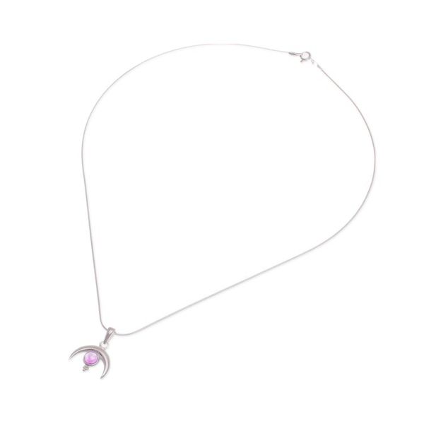 Alternate image for Moon-Shaped Natural Amethyst Pendant Necklace Moon on The Garden