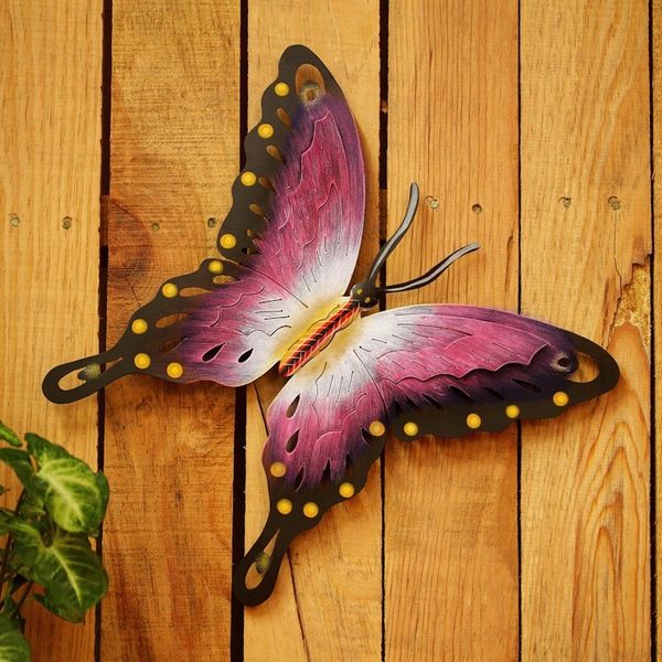 Alternate image for Handmade Purple Butterfly Steel Wall Sculpture Mexico Soul of Femininity