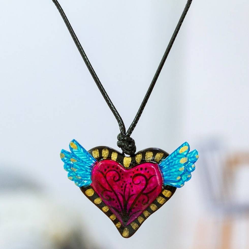 Colorful Hand Painted Heart Necklace 'Change of Heart'
