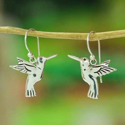 Alternate image for Fair Trade Fine Silver Bird Earrings from Mexico Hummingbird Secrets