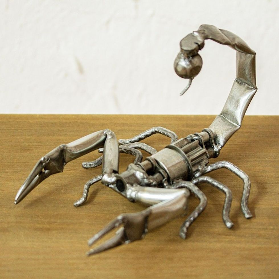 Recycled Scrap Metal Sculpture from Mexico 'Escorpion Rustico'