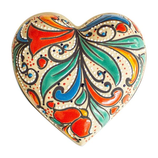 Alternate image for Handmade Heart Shaped Ceramic Jewelry Box Flourishing Heart