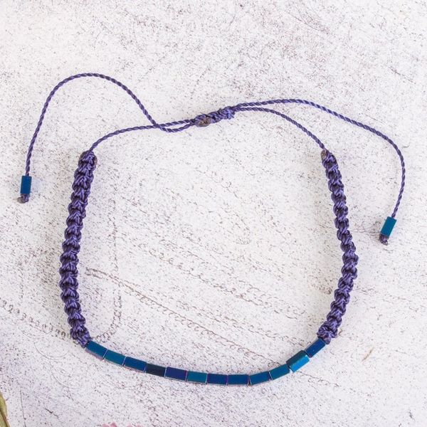 Alternate image for Adjustable Blue Hematite Beaded Bracelet from Mexico Azure
