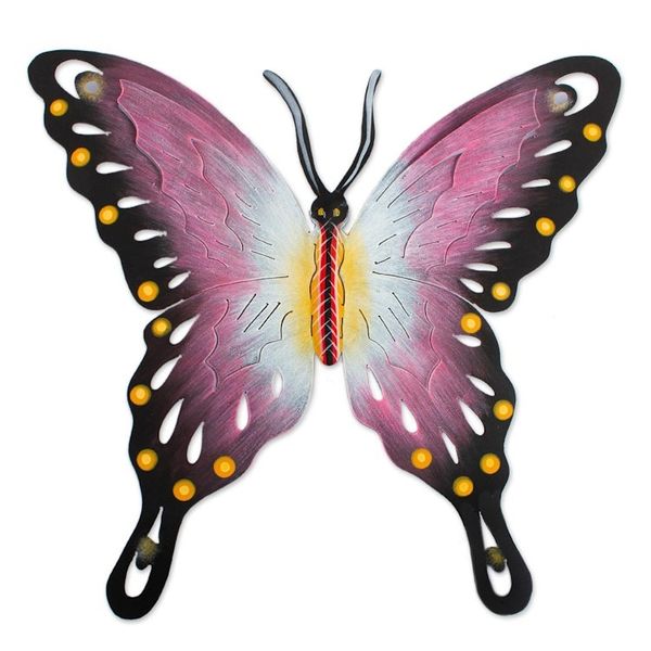 Alternate image for Handmade Purple Butterfly Steel Wall Sculpture Mexico Soul of Femininity