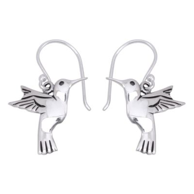 Alternate image for Fair Trade Fine Silver Bird Earrings from Mexico Hummingbird Secrets