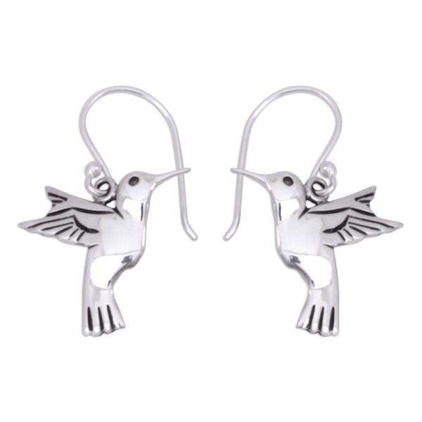 Alternate image for Fair Trade Fine Silver Bird Earrings from Mexico Hummingbird Secrets