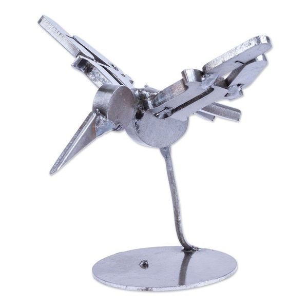 Alternate image for Handcrafted Recycled Scrap Metal Bird Statuette Powerful Flight