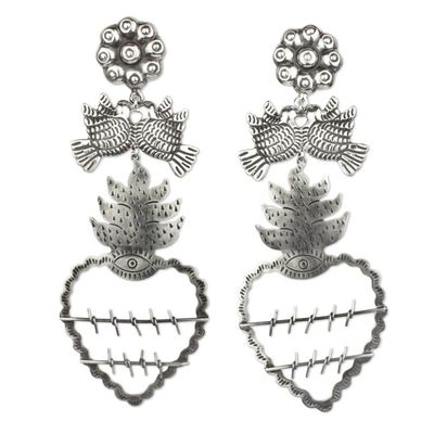Alternate image for Mexican Hearts Artisan Crafted Sterling Silver Earrings Freedom Hearts