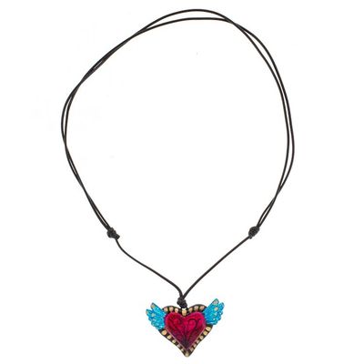 Alternate image for Colorful Hand Painted Heart Necklace Change of Heart
