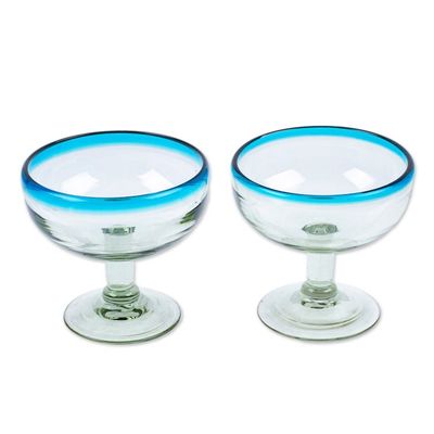 Alternate image for Pair of Cocktail Glasses Handblown from Recycled Glass Aqua