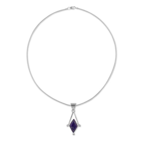 Alternate image for Lapis Lazuli and 950 Silver Artisan Necklace Spark of Blue