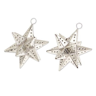 Alternate image for Pair of Star-Themed Polished Tin Ornaments Crafted in Mexico Starry Secret