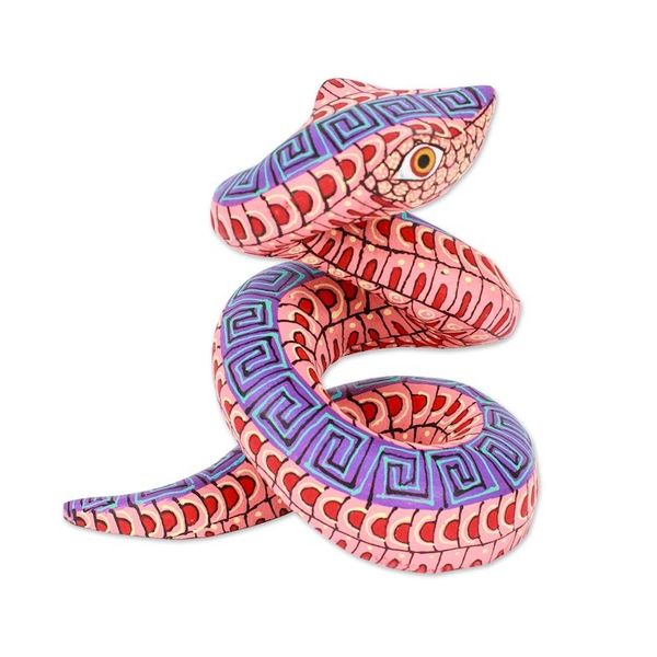 Alternate image for Hand-Painted Melon Copal Wood Alebrije Snake Figurine Melon Hiss