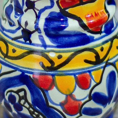 Alternate image for Artisan Crafted Ceramic Floral Soap Dispenser Cobalt Flowers