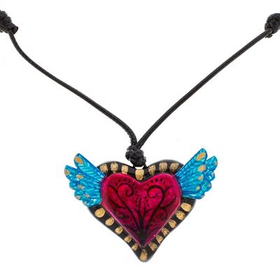 Alternate image for Colorful Hand Painted Heart Necklace Change of Heart