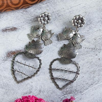 Alternate image for Mexican Hearts Artisan Crafted Sterling Silver Earrings Freedom Hearts