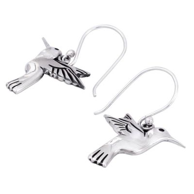 Alternate image for Fair Trade Fine Silver Bird Earrings from Mexico Hummingbird Secrets