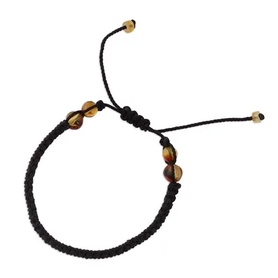 Alternate image for Amber Beaded Macrame Bracelet in Black from Mexico Age-Old Passion in Black