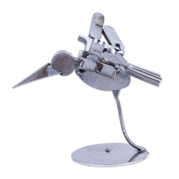 Alternate image for Handcrafted Recycled Scrap Metal Bird Statuette Powerful Flight