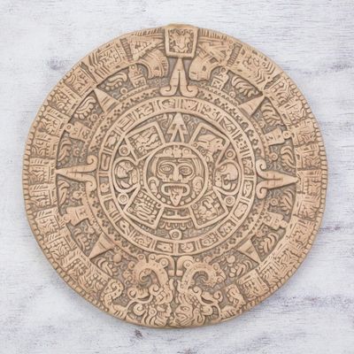 Alternate image for Ceramic plaque Natural Aztec Sun Stone
