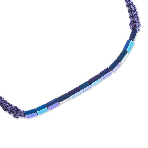 Alternate image for Adjustable Blue Hematite Beaded Bracelet from Mexico Azure