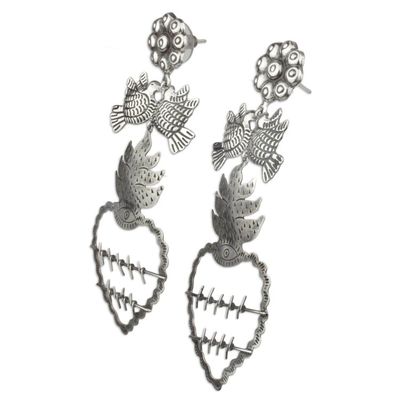 Alternate image for Mexican Hearts Artisan Crafted Sterling Silver Earrings Freedom Hearts