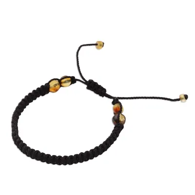 Alternate image for Amber Beaded Macrame Bracelet in Black from Mexico Age-Old Passion in Black
