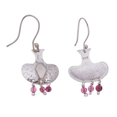 Alternate image for Rustic Sterling Silver and Pink Tourmaline Earrings Last Drop