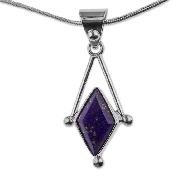Alternate image for Lapis Lazuli and 950 Silver Artisan Necklace Spark of Blue