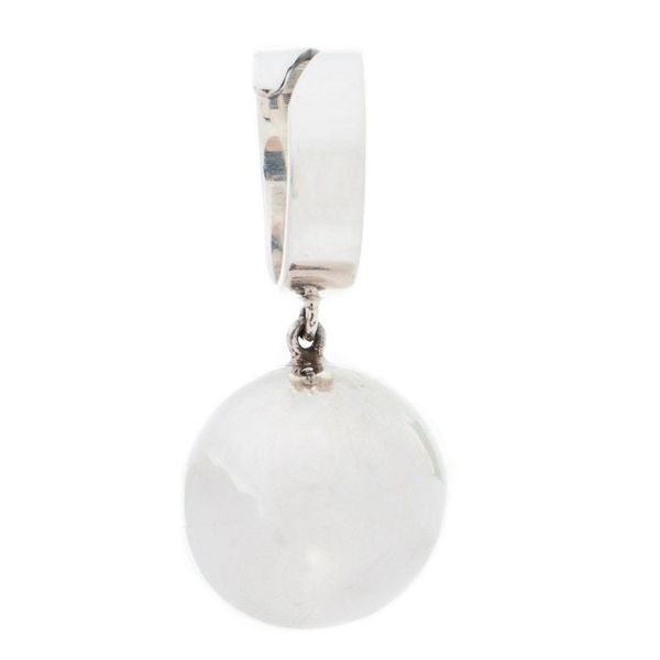Alternate image for 950 Silver Wrap Ring with Dangling Orb in Front Wavering Orbit