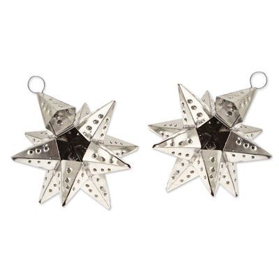 Alternate image for Pair of Star-Themed Polished Tin Ornaments Crafted in Mexico Starry Secret