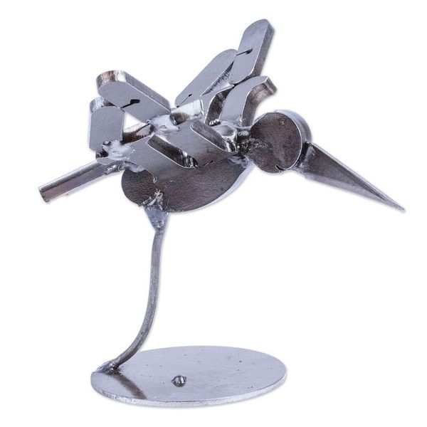 Alternate image for Handcrafted Recycled Scrap Metal Bird Statuette Powerful Flight