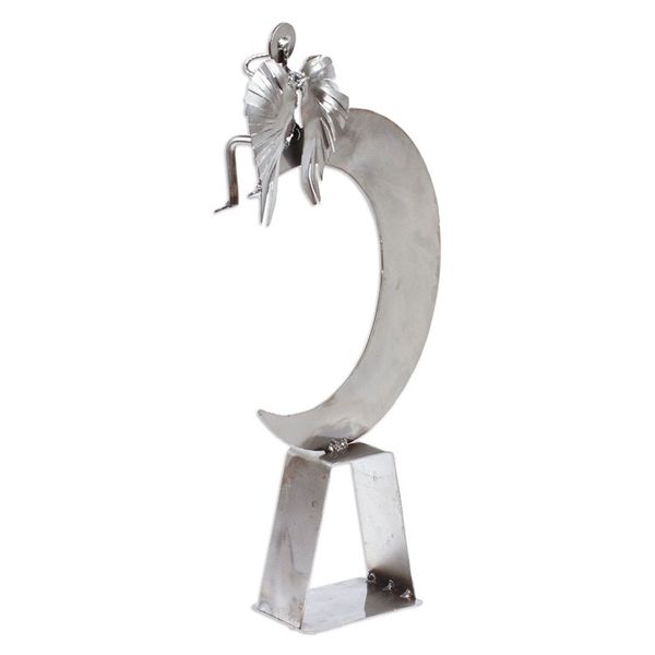 Alternate image for Handmade Angel and Moon Metal Sculpture Angel on High