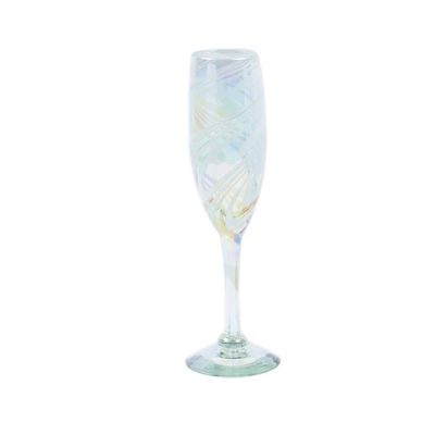 Alternate image for Set of 4 White Handblown Champagne Flutes from Mexico White Gala