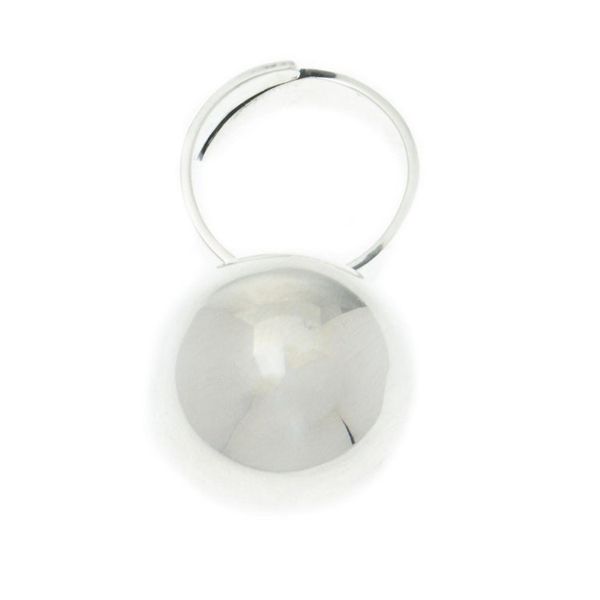 Alternate image for 950 Silver Wrap Ring with Dangling Orb in Front Wavering Orbit