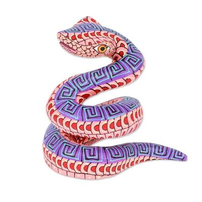 Alternate image for Hand-Painted Melon Copal Wood Alebrije Snake Figurine Melon Hiss