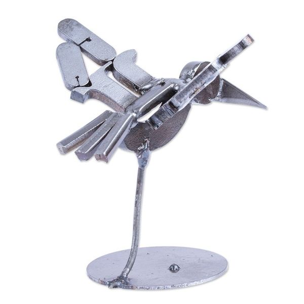Alternate image for Handcrafted Recycled Scrap Metal Bird Statuette Powerful Flight