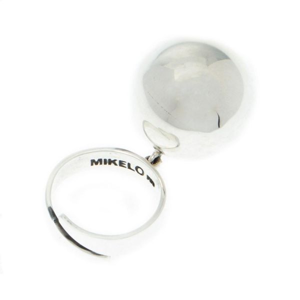 Alternate image for 950 Silver Wrap Ring with Dangling Orb in Front Wavering Orbit