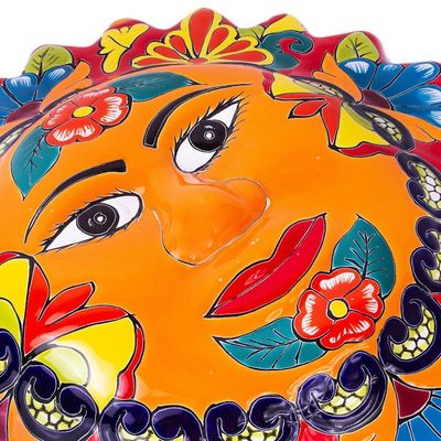 Alternate image for Colorful Floral Talavera Style Sun Wall Plaque from Mexico Pure Sun