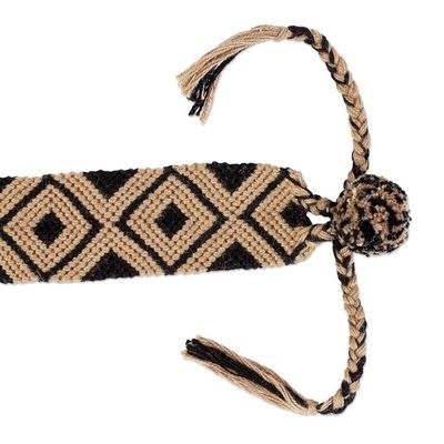 Alternate image for Black and Wheat Colored 100 Macrame Cotton from Chiapas Chiapas Wheat