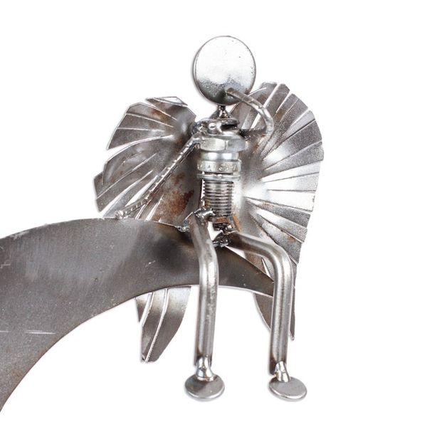 Alternate image for Handmade Angel and Moon Metal Sculpture Angel on High