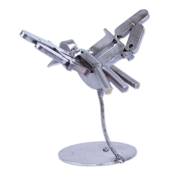 Alternate image for Handcrafted Recycled Scrap Metal Bird Statuette Powerful Flight