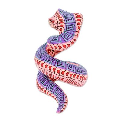 Alternate image for Hand-Painted Melon Copal Wood Alebrije Snake Figurine Melon Hiss