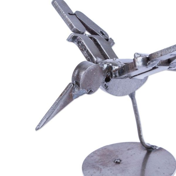 Alternate image for Handcrafted Recycled Scrap Metal Bird Statuette Powerful Flight