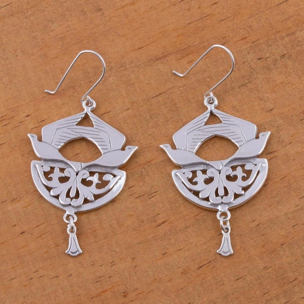 Sterling silver dangle earrings 'Songbirds'