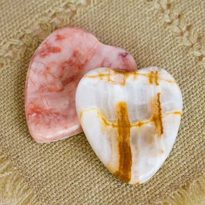 Alternate image for Set of 2 Handcrafted Marble Heart Stress-Relieving Stones Gentle Hearts